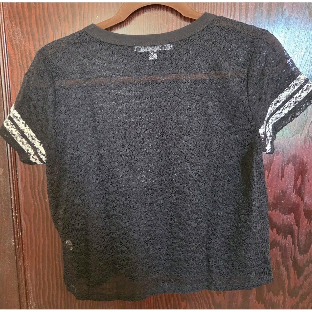 Madden Girl Lace 10 Varsity Stripe Crop Top Junior Large Lace Preppy Sporty GUC - Picture 8 of 8